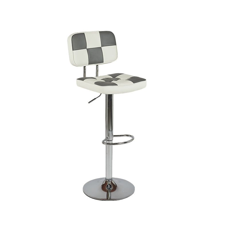 Contemporary Adjustable Height Swivel Upholstered Bar Stool with Footrest Gray 1 Piece Clearhalo 'Bar Furniture' 'Bar Stools' 'bar_stools' 'furn' 'furn_bar_stools' 'Furniture' 'Kitchen & Dining Furniture' 7826393