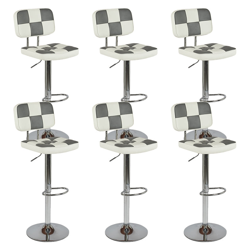 Contemporary Adjustable Height Swivel Upholstered Bar Stool with Footrest Gray 6 Piece Set Clearhalo 'Bar Furniture' 'Bar Stools' 'bar_stools' 'furn' 'furn_bar_stools' 'Furniture' 'Kitchen & Dining Furniture' 7826396