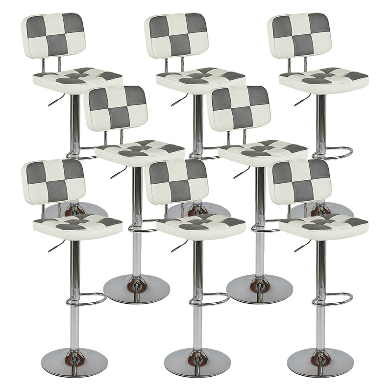 Contemporary Adjustable Height Swivel Upholstered Bar Stool with Footrest Gray 8 Piece Set Clearhalo 'Bar Furniture' 'Bar Stools' 'bar_stools' 'furn' 'furn_bar_stools' 'Furniture' 'Kitchen & Dining Furniture' 7826397