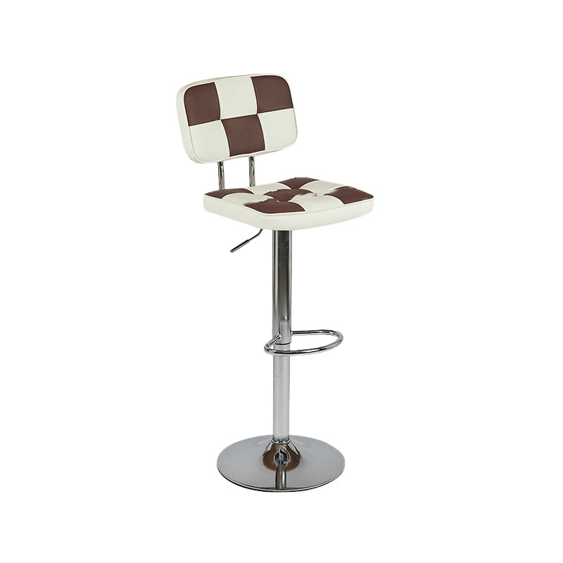 Contemporary Adjustable Height Swivel Upholstered Bar Stool with Footrest Brown 1 Piece Clearhalo 'Bar Furniture' 'Bar Stools' 'bar_stools' 'furn' 'furn_bar_stools' 'Furniture' 'Kitchen & Dining Furniture' 7826398