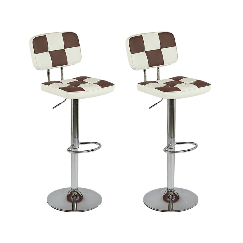Contemporary Adjustable Height Swivel Upholstered Bar Stool with Footrest Brown 2 Piece Set Clearhalo 'Bar Furniture' 'Bar Stools' 'bar_stools' 'furn' 'furn_bar_stools' 'Furniture' 'Kitchen & Dining Furniture' 7826399
