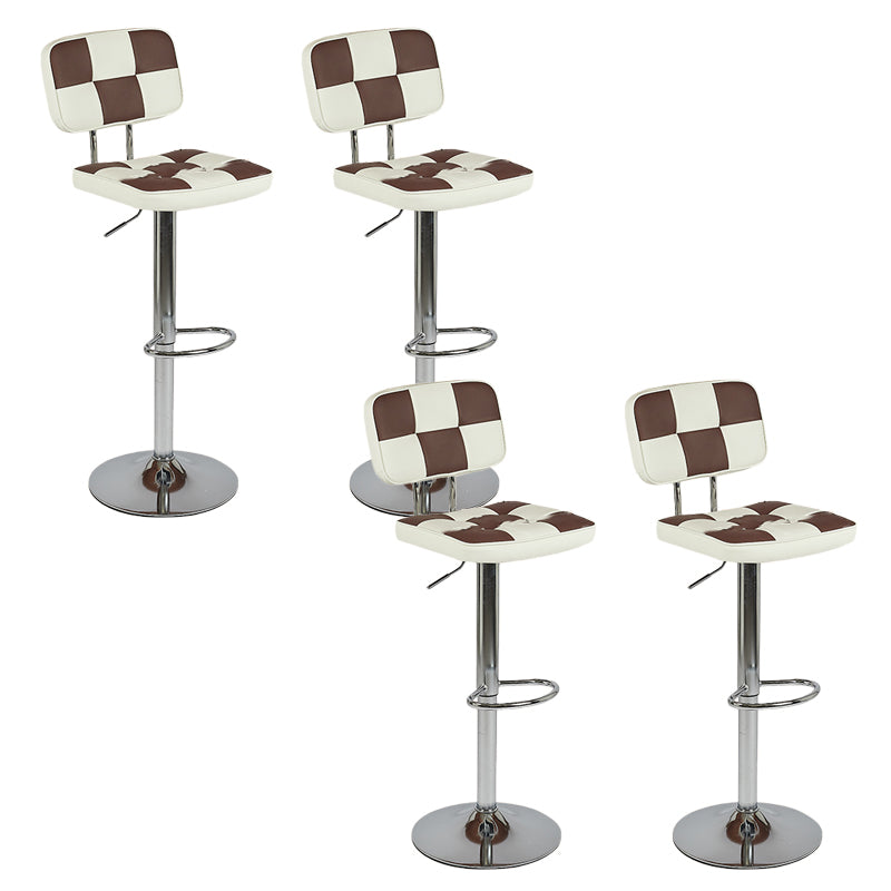 Contemporary Adjustable Height Swivel Upholstered Bar Stool with Footrest Brown 4 Piece Set Clearhalo 'Bar Furniture' 'Bar Stools' 'bar_stools' 'furn' 'furn_bar_stools' 'Furniture' 'Kitchen & Dining Furniture' 7826400