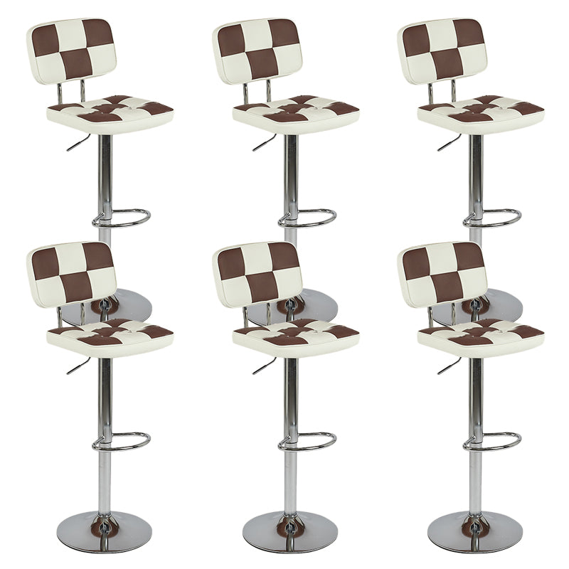 Contemporary Adjustable Height Swivel Upholstered Bar Stool with Footrest Brown 6 Piece Set Clearhalo 'Bar Furniture' 'Bar Stools' 'bar_stools' 'furn' 'furn_bar_stools' 'Furniture' 'Kitchen & Dining Furniture' 7826401