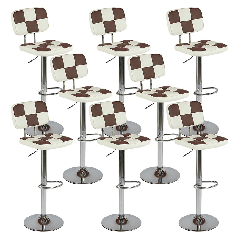 Contemporary Adjustable Height Swivel Upholstered Bar Stool with Footrest Brown 8 Piece Set Clearhalo 'Bar Furniture' 'Bar Stools' 'bar_stools' 'furn' 'furn_bar_stools' 'Furniture' 'Kitchen & Dining Furniture' 7826402