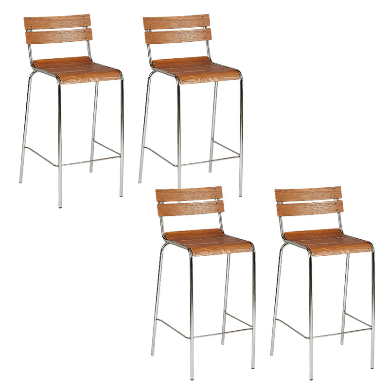 Contemporary Low Back Armless Bar Stool with Silver Metal Base