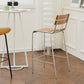 Contemporary Low Back Armless Bar Stool with Silver Metal Base