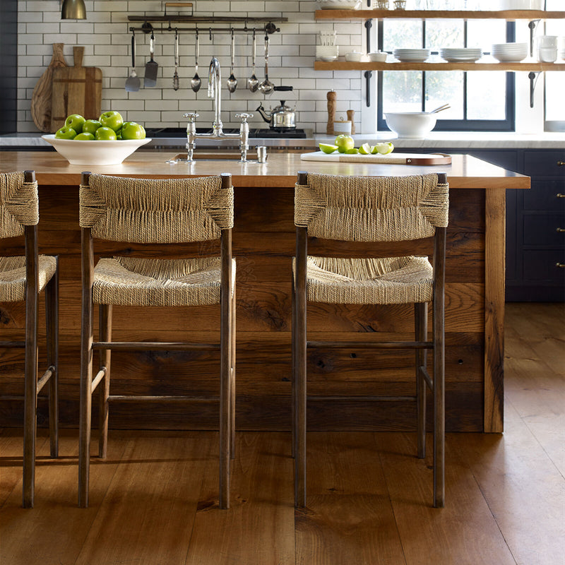 Contemporary Low Back Armless Bar Stool with Ash Solid Wood Base