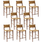 Contemporary Low Back Armless Bar Stool with Ash Solid Wood Base