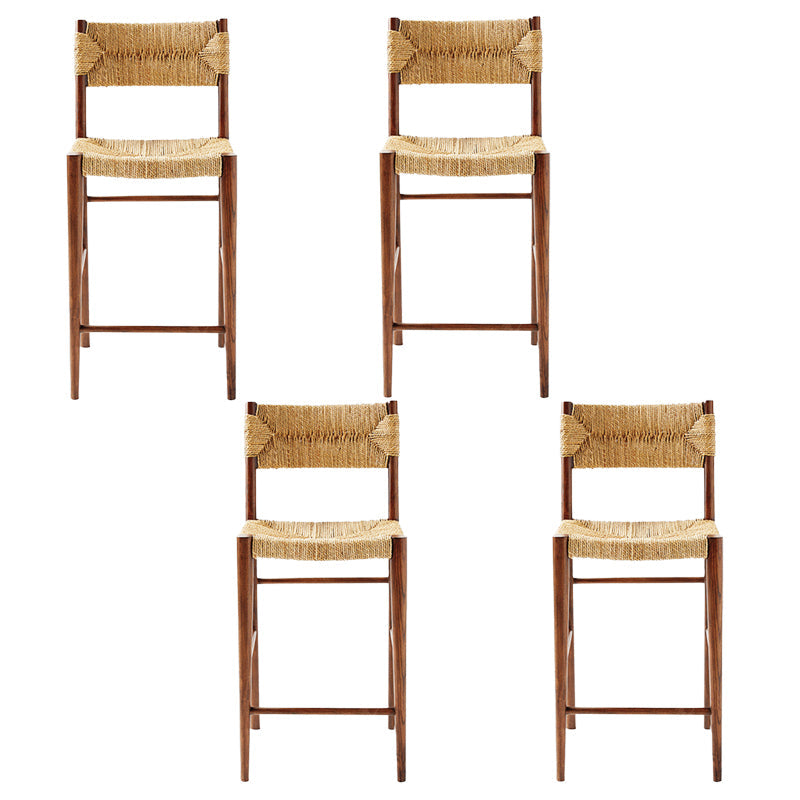 Contemporary Low Back Armless Bar Stool with Ash Solid Wood Base