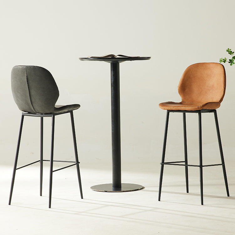 Modern Style Backrest Metal Counter Stool with Leather Cushion Clearhalo 'Bar Furniture' 'Bar Stools' 'bar_stools' 'furn' 'furn_bar_stools' 'Furniture' 'Kitchen & Dining Furniture' 7826521