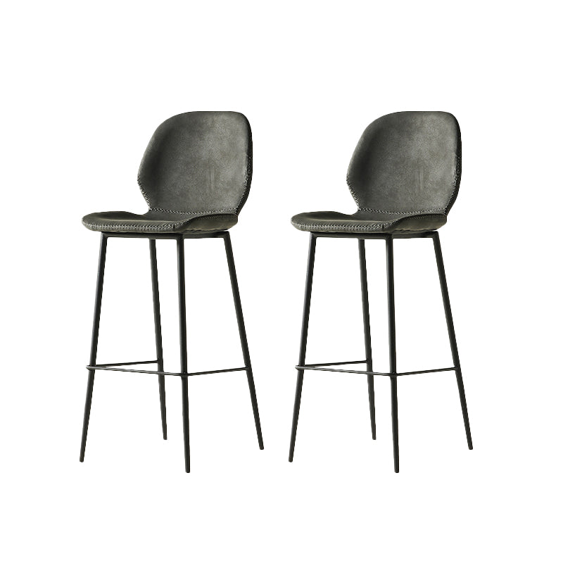 Modern Style Backrest Metal Counter Stool with Leather Cushion Dark Gray 2 Piece Set Clearhalo 'Bar Furniture' 'Bar Stools' 'bar_stools' 'furn' 'furn_bar_stools' 'Furniture' 'Kitchen & Dining Furniture' 7826522