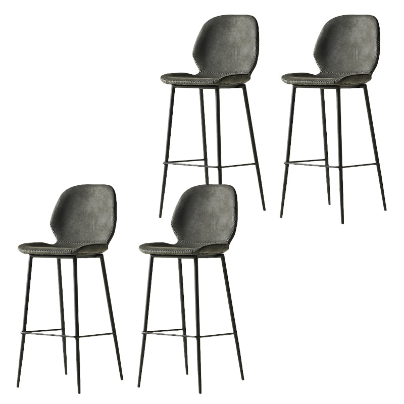 Modern Style Backrest Metal Counter Stool with Leather Cushion Dark Gray 4 Piece Set Clearhalo 'Bar Furniture' 'Bar Stools' 'bar_stools' 'furn' 'furn_bar_stools' 'Furniture' 'Kitchen & Dining Furniture' 7826524