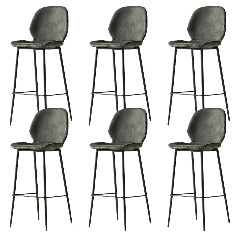 Modern Style Backrest Metal Counter Stool with Leather Cushion Dark Gray 6 Piece Set Clearhalo 'Bar Furniture' 'Bar Stools' 'bar_stools' 'furn' 'furn_bar_stools' 'Furniture' 'Kitchen & Dining Furniture' 7826525