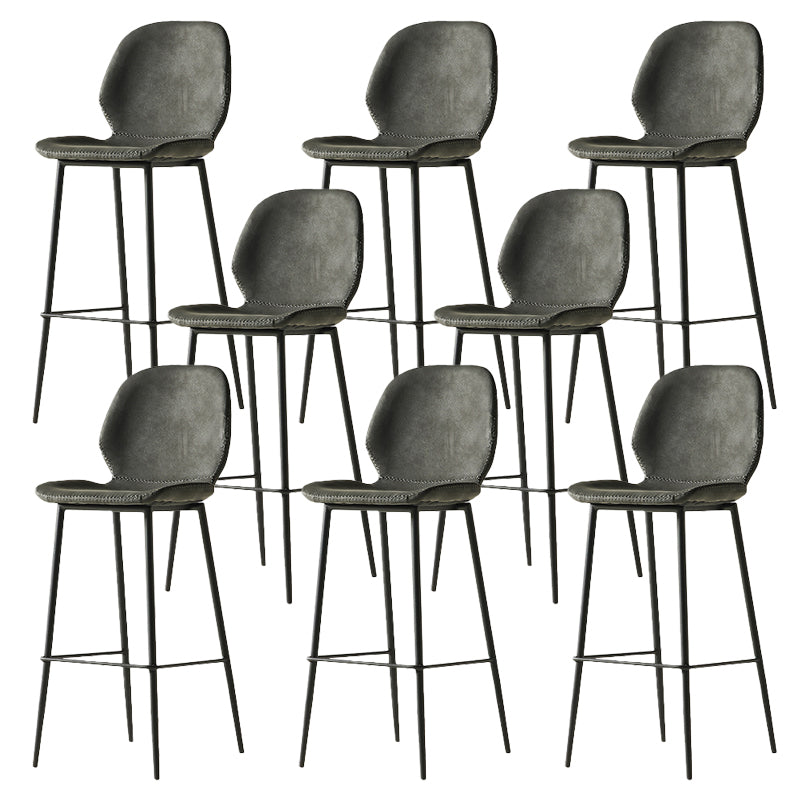 Modern Style Backrest Metal Counter Stool with Leather Cushion Dark Gray 8 Piece Set Clearhalo 'Bar Furniture' 'Bar Stools' 'bar_stools' 'furn' 'furn_bar_stools' 'Furniture' 'Kitchen & Dining Furniture' 7826528