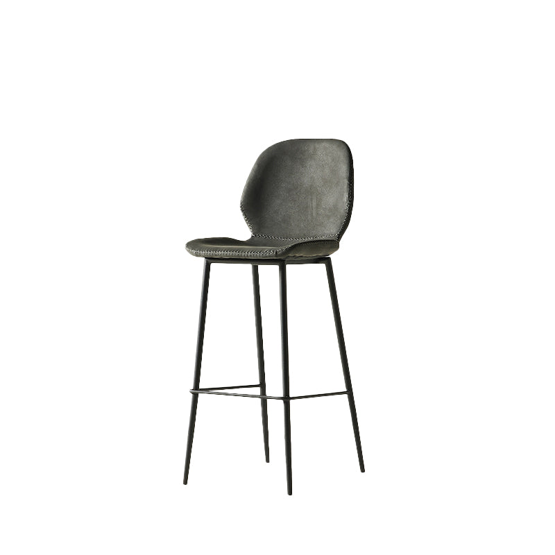 Modern Style Backrest Metal Counter Stool with Leather Cushion Dark Gray 1 Piece Clearhalo 'Bar Furniture' 'Bar Stools' 'bar_stools' 'furn' 'furn_bar_stools' 'Furniture' 'Kitchen & Dining Furniture' 7826529