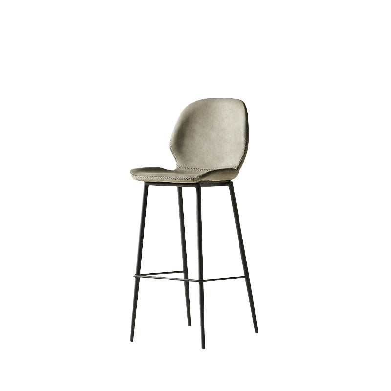 Modern Style Backrest Metal Counter Stool with Leather Cushion Light Gray 1 Piece Clearhalo 'Bar Furniture' 'Bar Stools' 'bar_stools' 'furn' 'furn_bar_stools' 'Furniture' 'Kitchen & Dining Furniture' 7826530