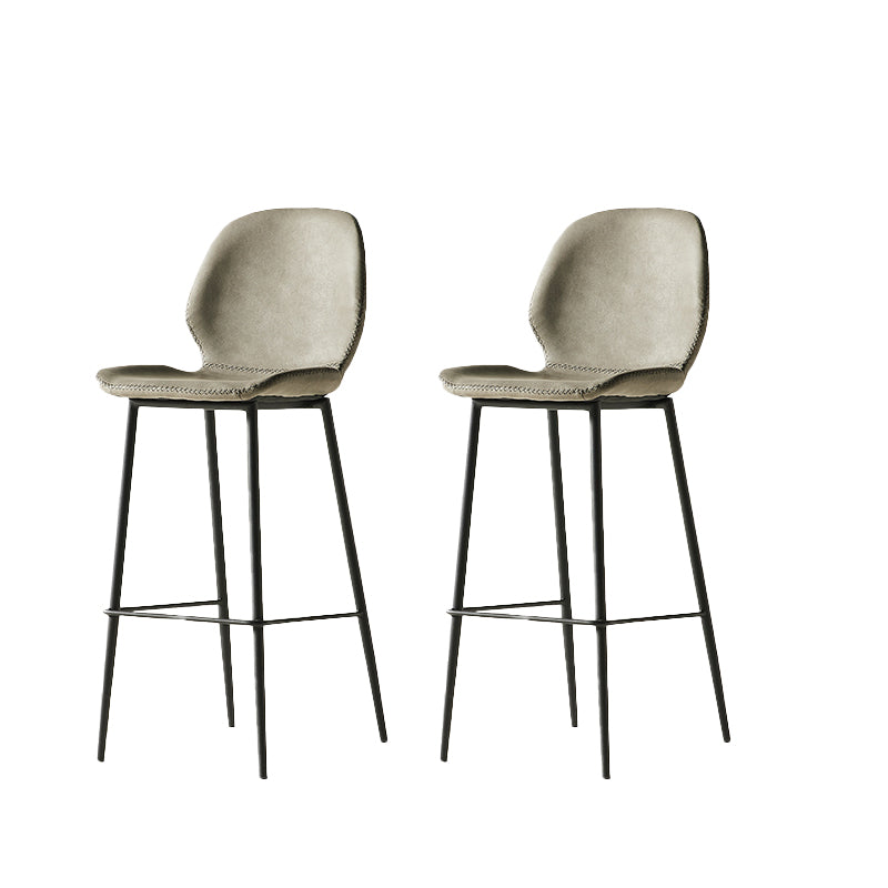 Modern Style Backrest Metal Counter Stool with Leather Cushion Light Gray 2 Piece Set Clearhalo 'Bar Furniture' 'Bar Stools' 'bar_stools' 'furn' 'furn_bar_stools' 'Furniture' 'Kitchen & Dining Furniture' 7826532