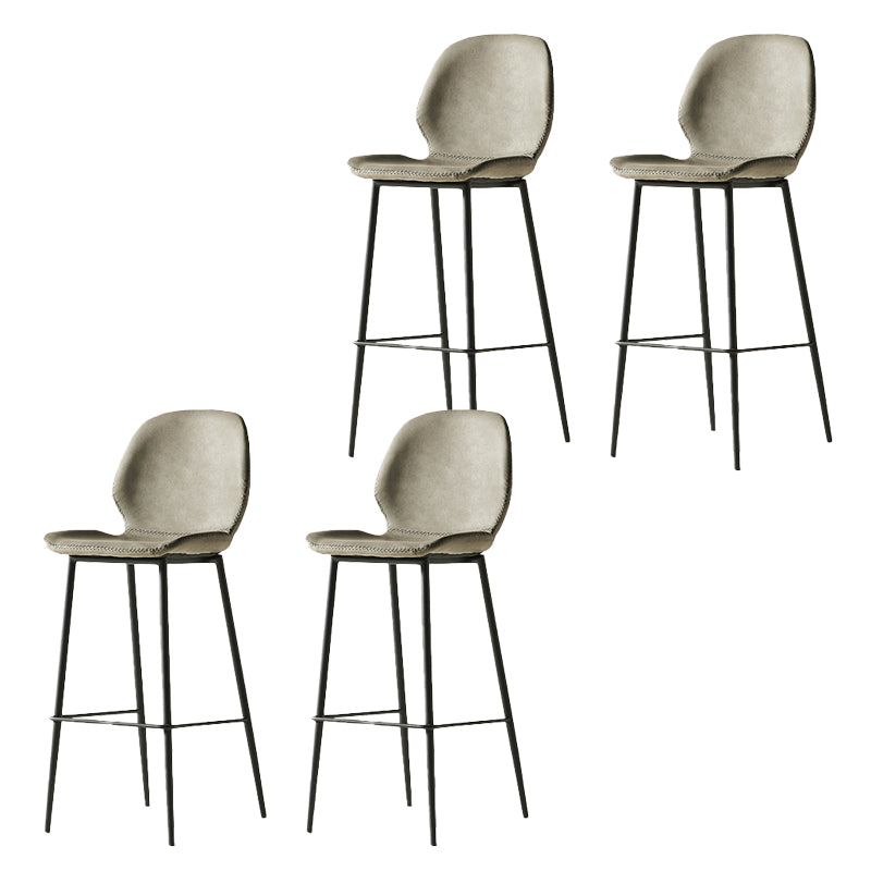 Modern Style Backrest Metal Counter Stool with Leather Cushion Light Gray 4 Piece Set Clearhalo 'Bar Furniture' 'Bar Stools' 'bar_stools' 'furn' 'furn_bar_stools' 'Furniture' 'Kitchen & Dining Furniture' 7826534