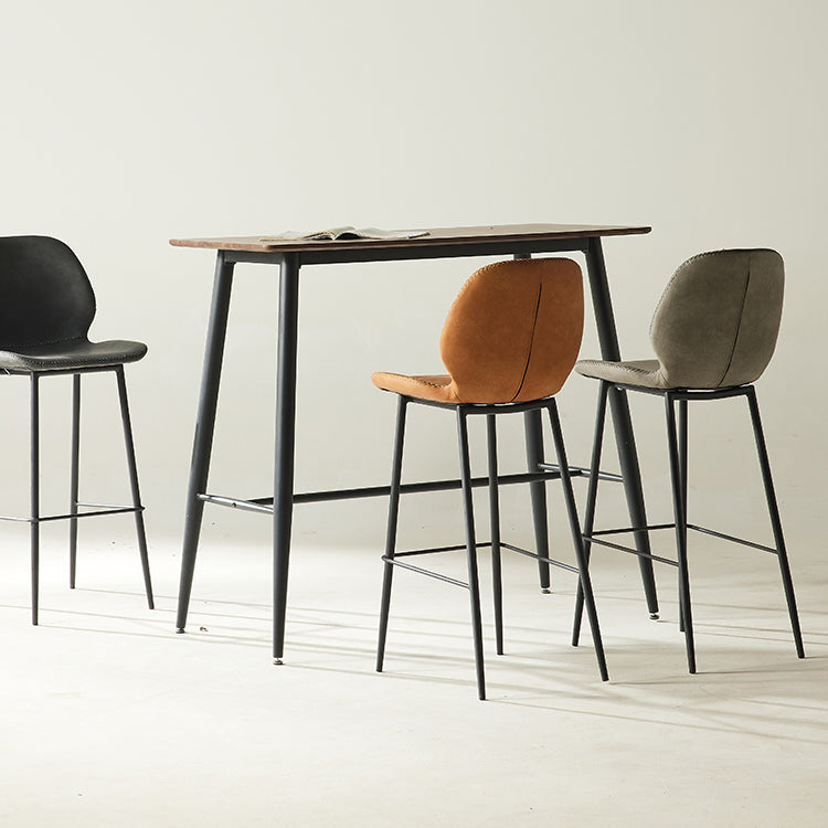 Modern Style Backrest Metal Counter Stool with Leather Cushion Clearhalo 'Bar Furniture' 'Bar Stools' 'bar_stools' 'furn' 'furn_bar_stools' 'Furniture' 'Kitchen & Dining Furniture' 7826537