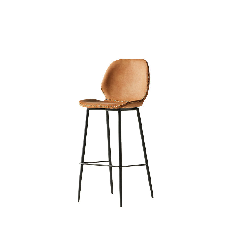 Modern Style Backrest Metal Counter Stool with Leather Cushion Orange 1 Piece Clearhalo 'Bar Furniture' 'Bar Stools' 'bar_stools' 'furn' 'furn_bar_stools' 'Furniture' 'Kitchen & Dining Furniture' 7826540