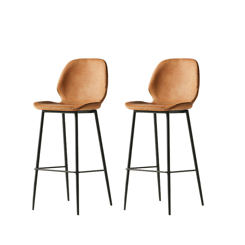 Modern Style Backrest Metal Counter Stool with Leather Cushion Orange 2 Piece Set Clearhalo 'Bar Furniture' 'Bar Stools' 'bar_stools' 'furn' 'furn_bar_stools' 'Furniture' 'Kitchen & Dining Furniture' 7826541