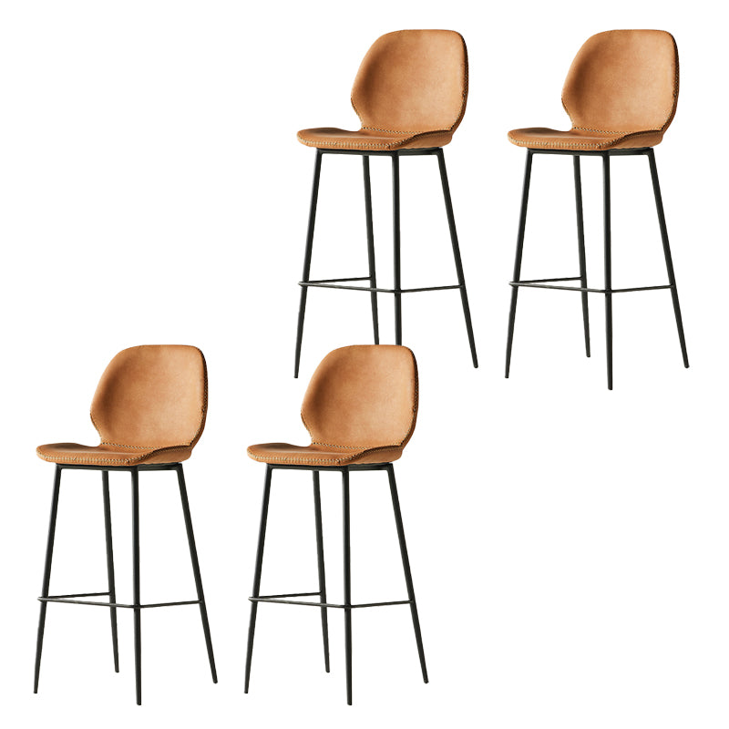 Modern Style Backrest Metal Counter Stool with Leather Cushion Orange 4 Piece Set Clearhalo 'Bar Furniture' 'Bar Stools' 'bar_stools' 'furn' 'furn_bar_stools' 'Furniture' 'Kitchen & Dining Furniture' 7826542