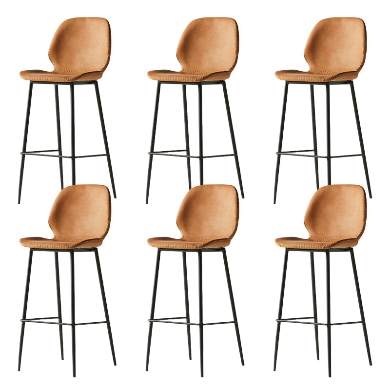Modern Style Backrest Metal Counter Stool with Leather Cushion Orange 6 Piece Set Clearhalo 'Bar Furniture' 'Bar Stools' 'bar_stools' 'furn' 'furn_bar_stools' 'Furniture' 'Kitchen & Dining Furniture' 7826543