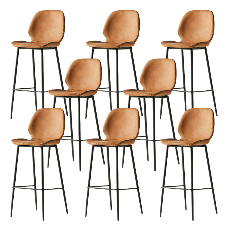 Modern Style Backrest Metal Counter Stool with Leather Cushion Orange 8 Piece Set Clearhalo 'Bar Furniture' 'Bar Stools' 'bar_stools' 'furn' 'furn_bar_stools' 'Furniture' 'Kitchen & Dining Furniture' 7826544