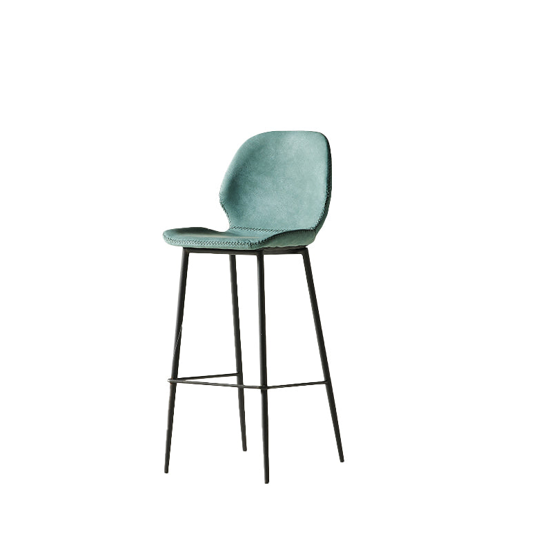 Modern Style Backrest Metal Counter Stool with Leather Cushion Blue 1 Piece Clearhalo 'Bar Furniture' 'Bar Stools' 'bar_stools' 'furn' 'furn_bar_stools' 'Furniture' 'Kitchen & Dining Furniture' 7826545