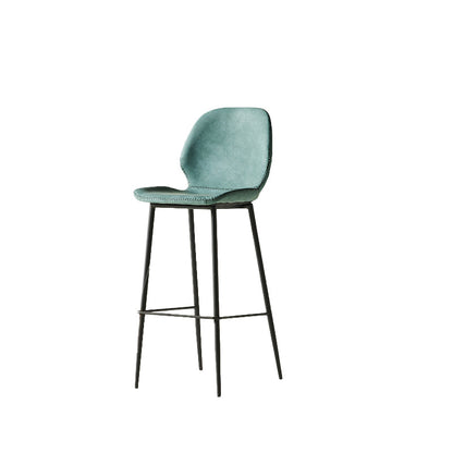 Modern Style Backrest Metal Counter Stool with Leather Cushion Blue 1 Piece Clearhalo 'Bar Furniture' 'Bar Stools' 'bar_stools' 'furn' 'furn_bar_stools' 'Furniture' 'Kitchen & Dining Furniture' 7826545