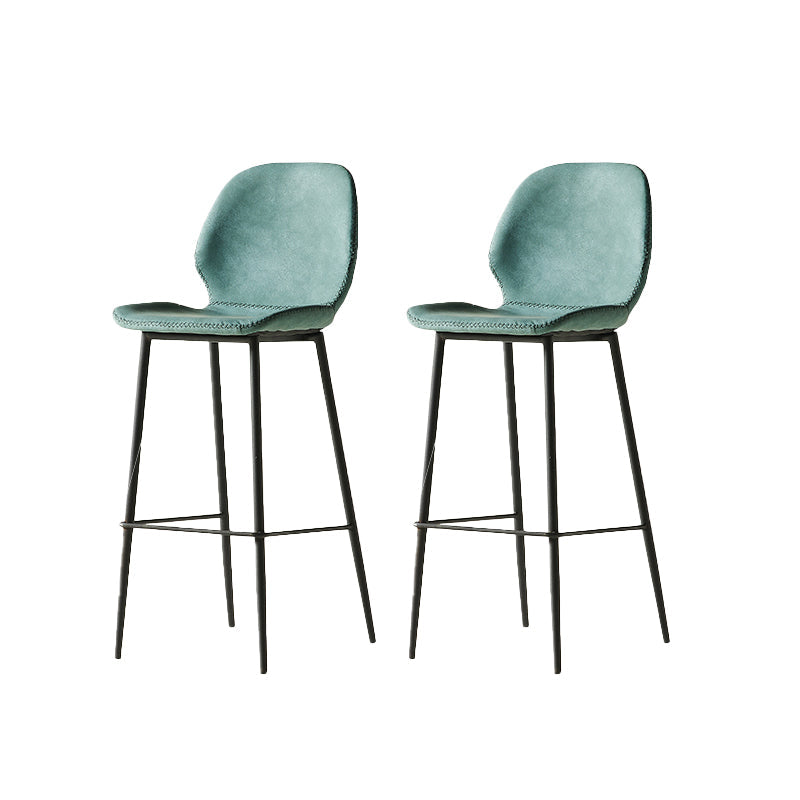 Modern Style Backrest Metal Counter Stool with Leather Cushion Blue 2 Piece Set Clearhalo 'Bar Furniture' 'Bar Stools' 'bar_stools' 'furn' 'furn_bar_stools' 'Furniture' 'Kitchen & Dining Furniture' 7826546
