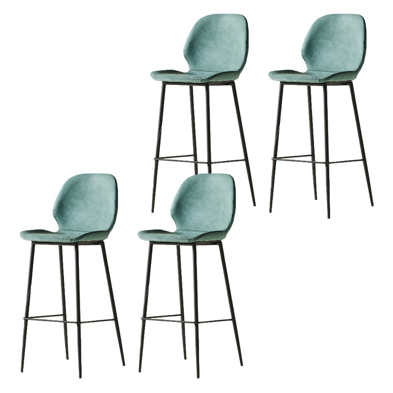 Modern Style Backrest Metal Counter Stool with Leather Cushion Blue 4 Piece Set Clearhalo 'Bar Furniture' 'Bar Stools' 'bar_stools' 'furn' 'furn_bar_stools' 'Furniture' 'Kitchen & Dining Furniture' 7826547