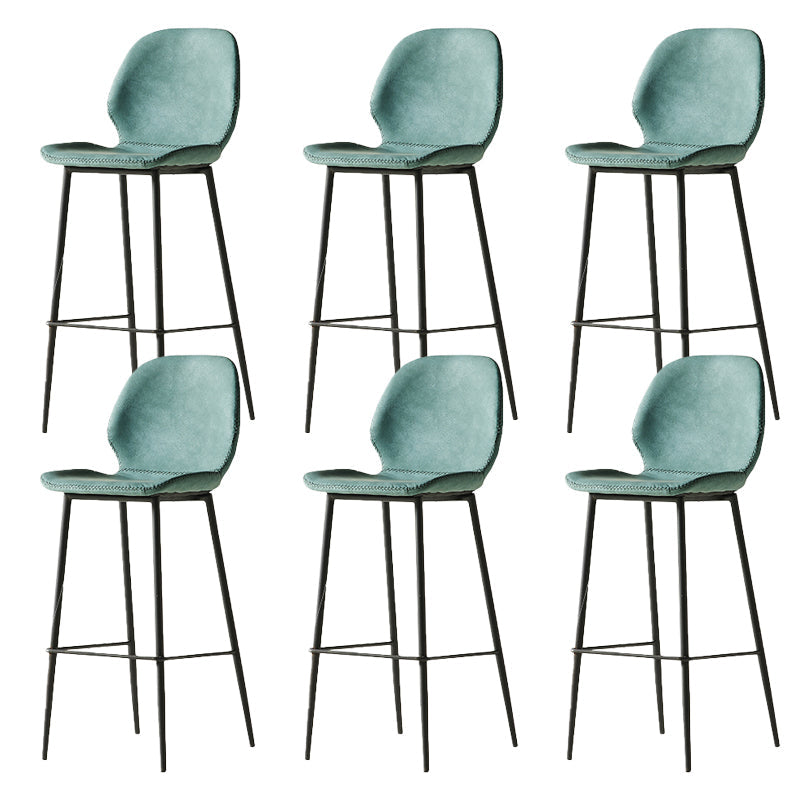 Modern Style Backrest Metal Counter Stool with Leather Cushion Blue 6 Piece Set Clearhalo 'Bar Furniture' 'Bar Stools' 'bar_stools' 'furn' 'furn_bar_stools' 'Furniture' 'Kitchen & Dining Furniture' 7826548