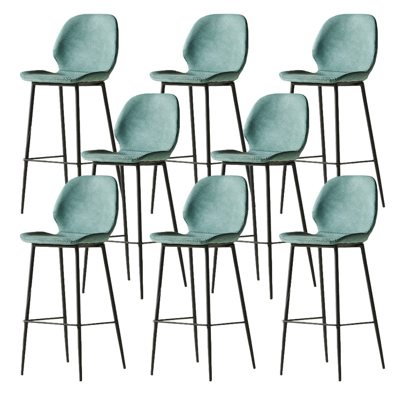 Modern Style Backrest Metal Counter Stool with Leather Cushion Blue 8 Piece Set Clearhalo 'Bar Furniture' 'Bar Stools' 'bar_stools' 'furn' 'furn_bar_stools' 'Furniture' 'Kitchen & Dining Furniture' 7826549