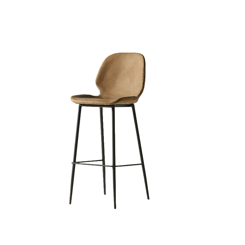 Modern Style Backrest Metal Counter Stool with Leather Cushion Brown 1 Piece Clearhalo 'Bar Furniture' 'Bar Stools' 'bar_stools' 'furn' 'furn_bar_stools' 'Furniture' 'Kitchen & Dining Furniture' 7826550