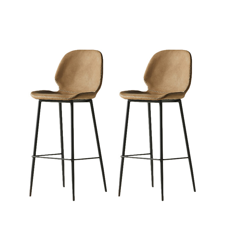 Modern Style Backrest Metal Counter Stool with Leather Cushion Brown 2 Piece Set Clearhalo 'Bar Furniture' 'Bar Stools' 'bar_stools' 'furn' 'furn_bar_stools' 'Furniture' 'Kitchen & Dining Furniture' 7826551