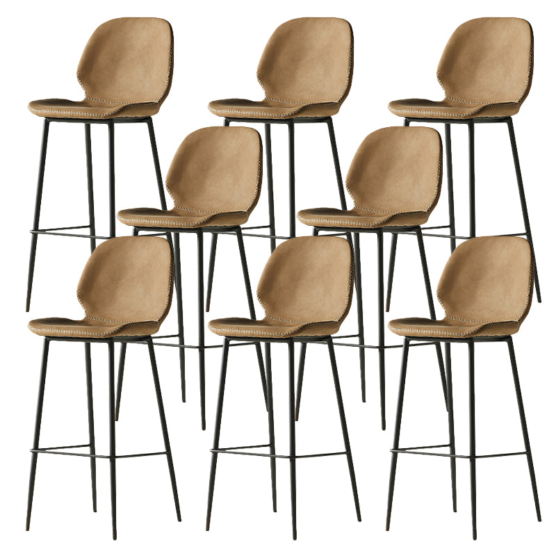 Modern Style Backrest Metal Counter Stool with Leather Cushion Brown 8 Piece Set Clearhalo 'Bar Furniture' 'Bar Stools' 'bar_stools' 'furn' 'furn_bar_stools' 'Furniture' 'Kitchen & Dining Furniture' 7826554