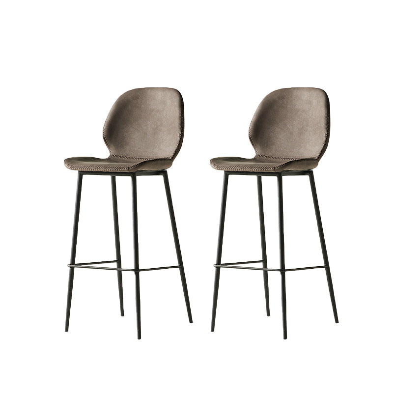 Modern Style Backrest Metal Counter Stool with Leather Cushion Dark Brown 2 Piece Set Clearhalo 'Bar Furniture' 'Bar Stools' 'bar_stools' 'furn' 'furn_bar_stools' 'Furniture' 'Kitchen & Dining Furniture' 7826556