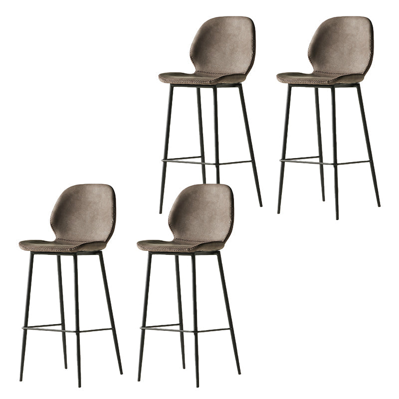 Modern Style Backrest Metal Counter Stool with Leather Cushion Dark Brown 4 Piece Set Clearhalo 'Bar Furniture' 'Bar Stools' 'bar_stools' 'furn' 'furn_bar_stools' 'Furniture' 'Kitchen & Dining Furniture' 7826557