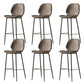 Modern Style Backrest Metal Counter Stool with Leather Cushion Dark Brown 6 Piece Set Clearhalo 'Bar Furniture' 'Bar Stools' 'bar_stools' 'furn' 'furn_bar_stools' 'Furniture' 'Kitchen & Dining Furniture' 7826558