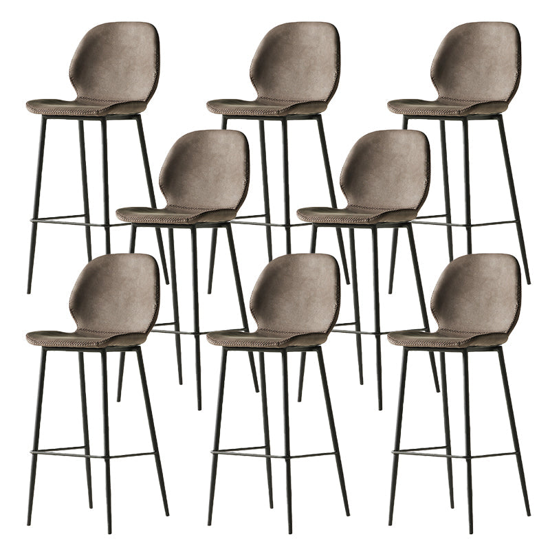 Modern Style Backrest Metal Counter Stool with Leather Cushion Dark Brown 8 Piece Set Clearhalo 'Bar Furniture' 'Bar Stools' 'bar_stools' 'furn' 'furn_bar_stools' 'Furniture' 'Kitchen & Dining Furniture' 7826559