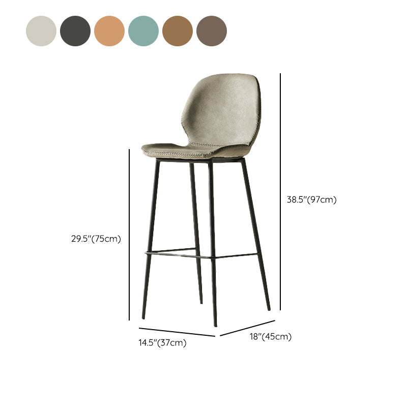 Modern Style Backrest Metal Counter Stool with Leather Cushion Clearhalo 'Bar Furniture' 'Bar Stools' 'bar_stools' 'furn' 'furn_bar_stools' 'Furniture' 'Kitchen & Dining Furniture' 7826560