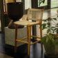 Contemporary Armless Low Back Bar Stool with Solid Wood Base