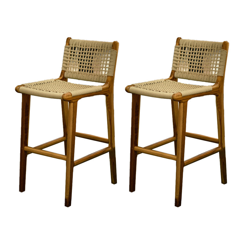 Contemporary Armless Low Back Bar Stool with Solid Wood Base