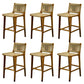 Contemporary Armless Low Back Bar Stool with Solid Wood Base