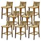 Contemporary Armless Low Back Bar Stool with Solid Wood Base
