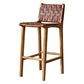 Contemporary Armless Low Back Bar Stool with Solid Wood Base