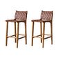 Contemporary Armless Low Back Bar Stool with Solid Wood Base