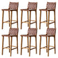 Contemporary Armless Low Back Bar Stool with Solid Wood Base
