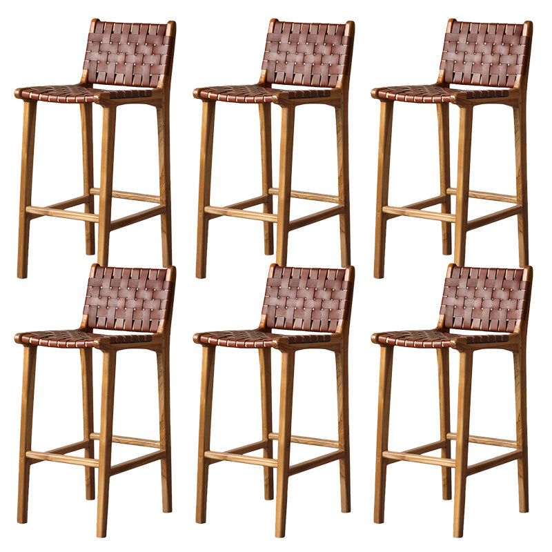 Contemporary Armless Low Back Bar Stool with Solid Wood Base